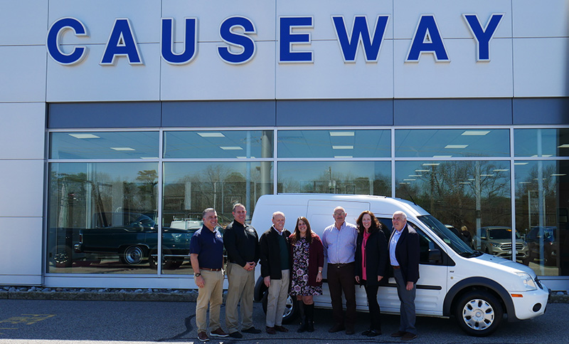 Pictured from left: Joe Stroffolino, Director of Advertising and Marketing of Causeway Family of Dealerships/Causeway Cares; Corey Gellis, General Sales Manager of Causeway Family of Dealerships; David Wintrode, President of Causeway Family of Dealerships/Causeway CARes; Robin Gardiner, Network Engagement Manager of Fulfill; Jim Kroeze, COO of Fulfill; Amy VanBezooijen of The HOPE Center and David Shipman, Treasurer of The HOPE Center’s Board of Trustees.