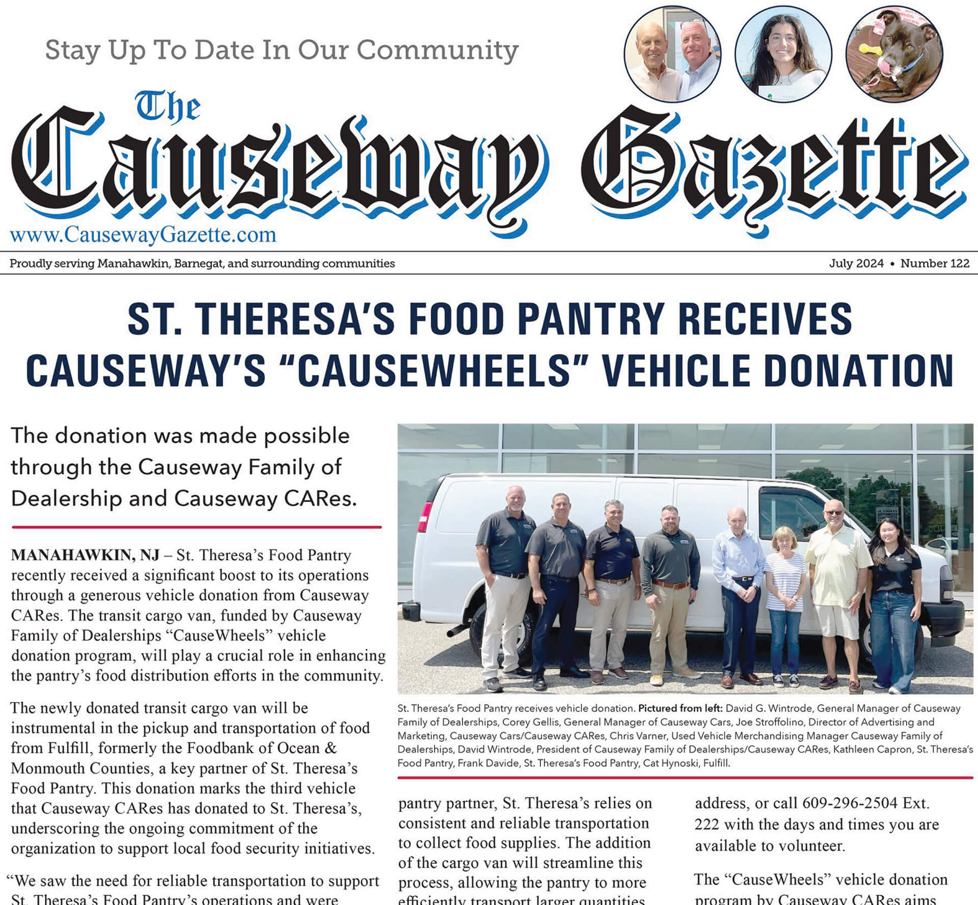 St. Theresa’s Food Pantry receives Causeway’s “CauseWheels” vehicle donation