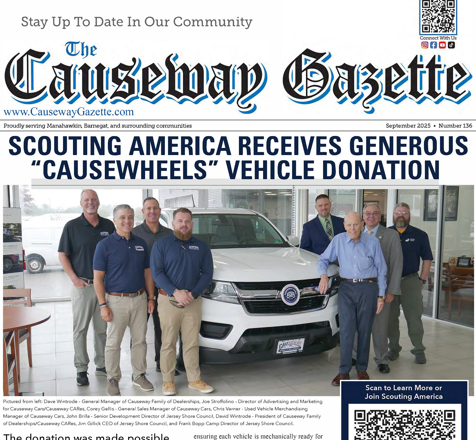 Scouting America receives generous "CAUSEWHEELS" vehicle donation